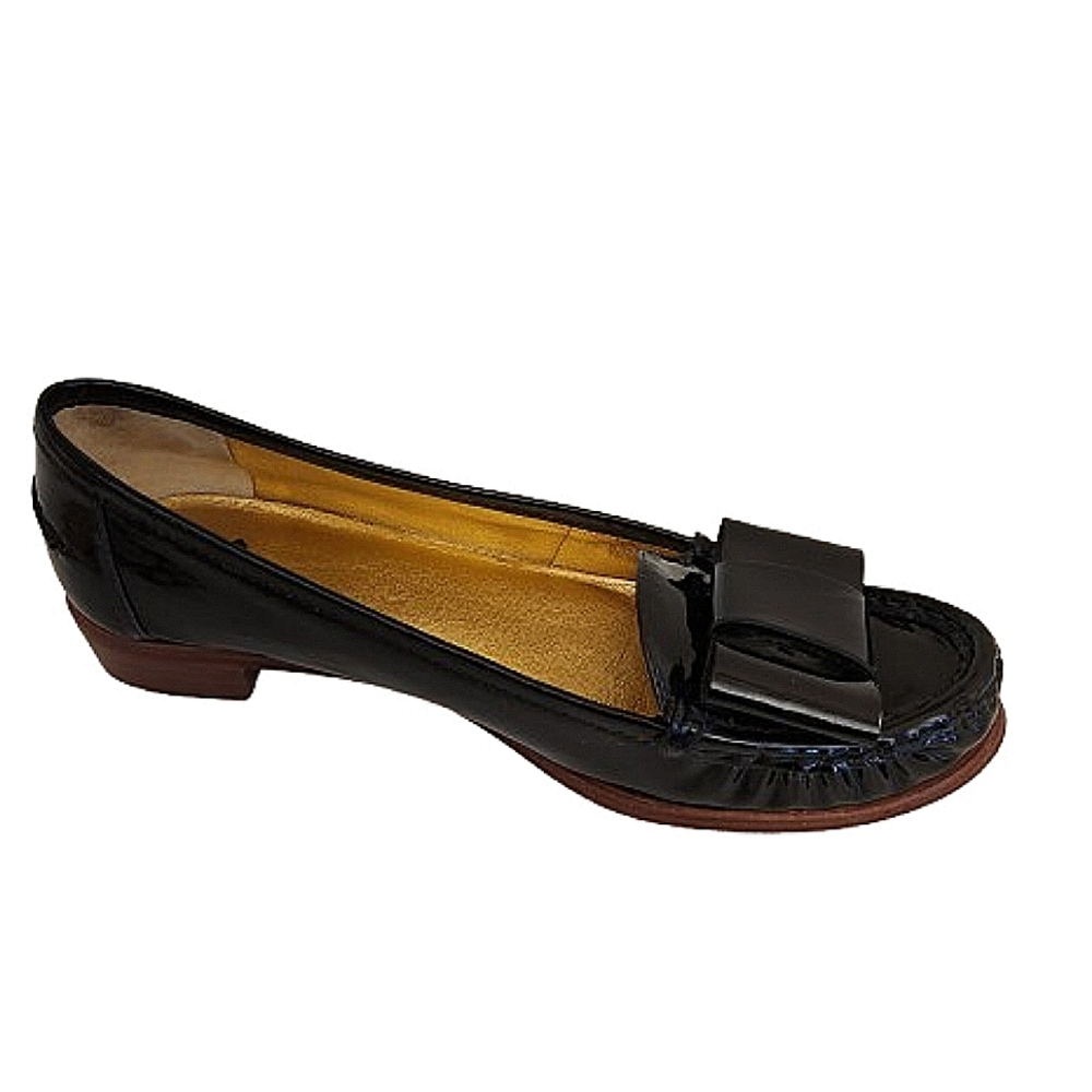 Kate Spade Black Patent Leather Bow Loafers Size 6M